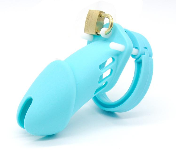 Silicone Chastity Cage With 5 Penis Rings
