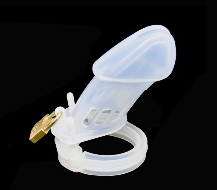Silicone Chastity Cage With 5 Penis Rings