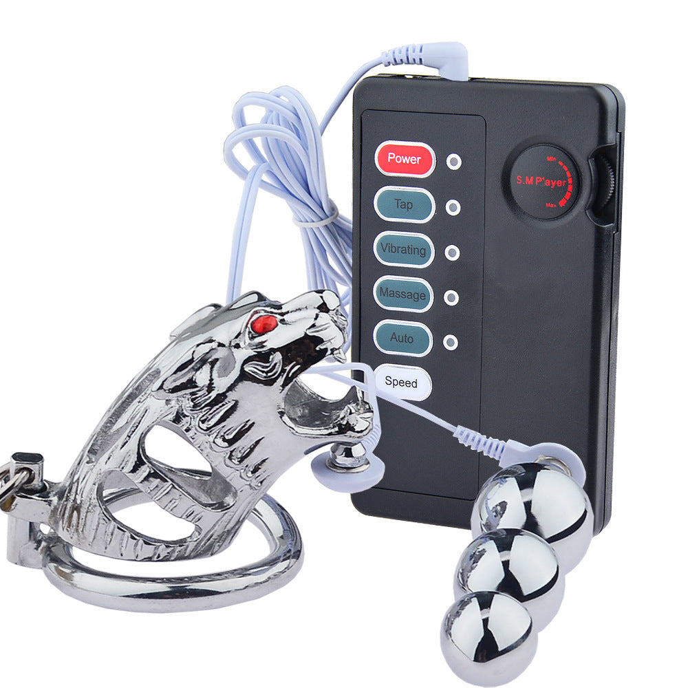 Adult Sex Toys BDSM Electric Shock Tiger Chastity Cage Catheter Set