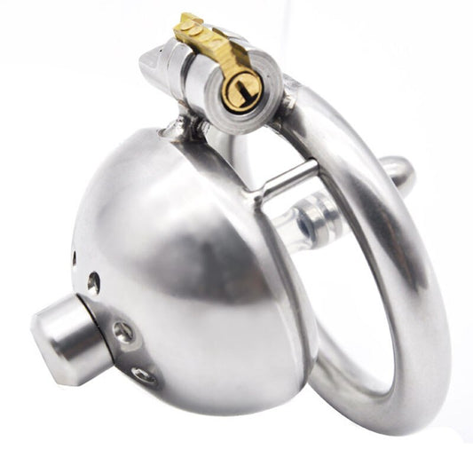 CX009 Stainless Steel Male Chastity Device Super Small Short Cock Cage with Catheter Sex Toy