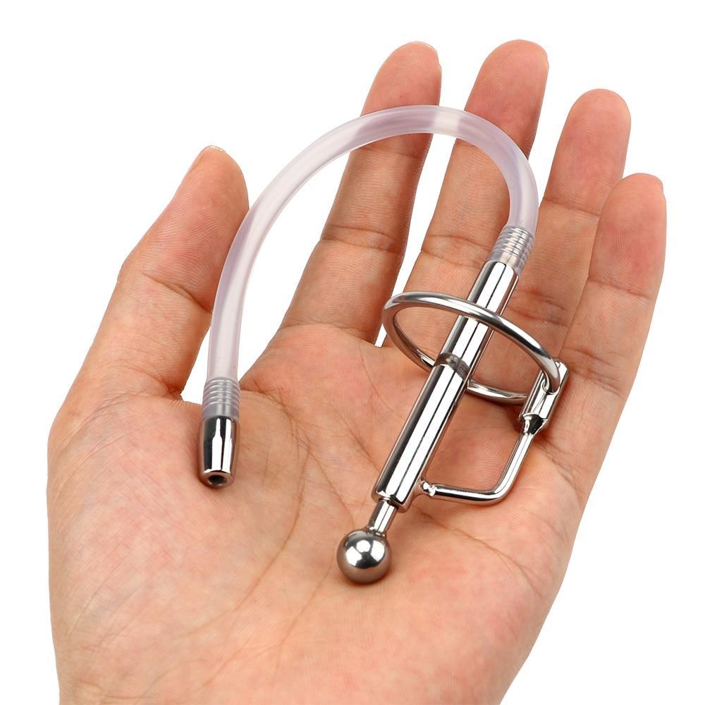 Hollow Stainless Steel and Rubber Catheter Penis Plug