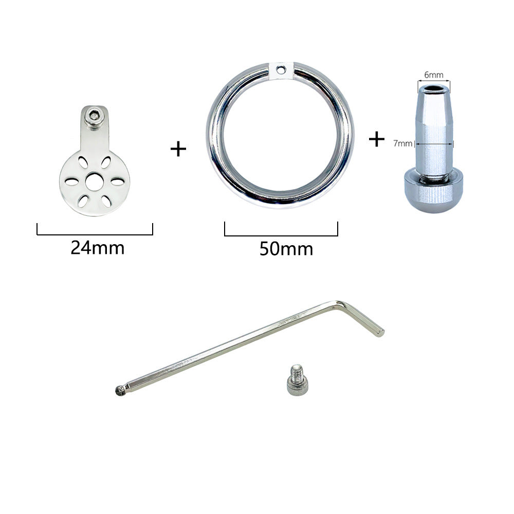 Stainless Steel Chatity Lock With Catheter Short Chastity Cage Adult Sex Toys