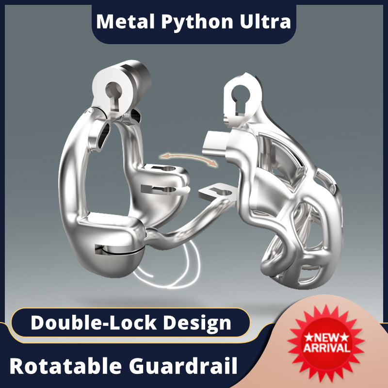 Stainless Steel Cobra Cock Cage Double Lock Guardrail Male Chastity Device