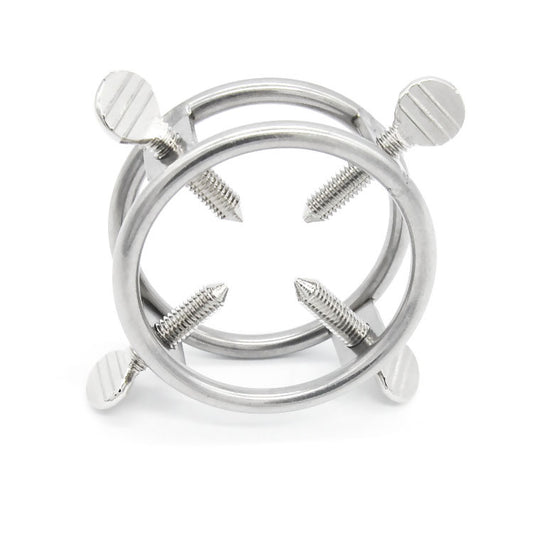 Stainless Steel Cock Ring with 4 Sharp Screws