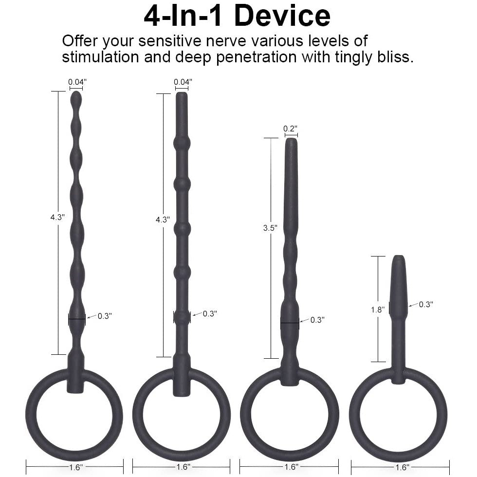 Urethral Sounds 4 Pcs Set Silicone Plug Beads Urethral with Different Size